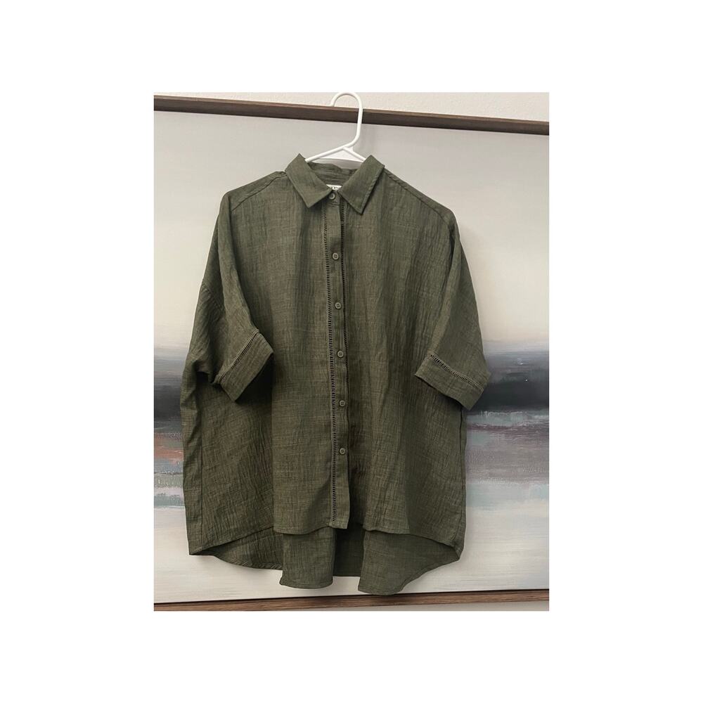 Max Studio London Womens Size Small Oversized Collar Shirt Boxy Button up Baggy - Picture 6 of 6